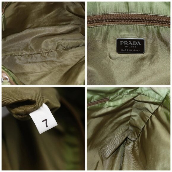 PRADA Tote Bag Nylon Khaki Silver Auth - Picture 15 of 16